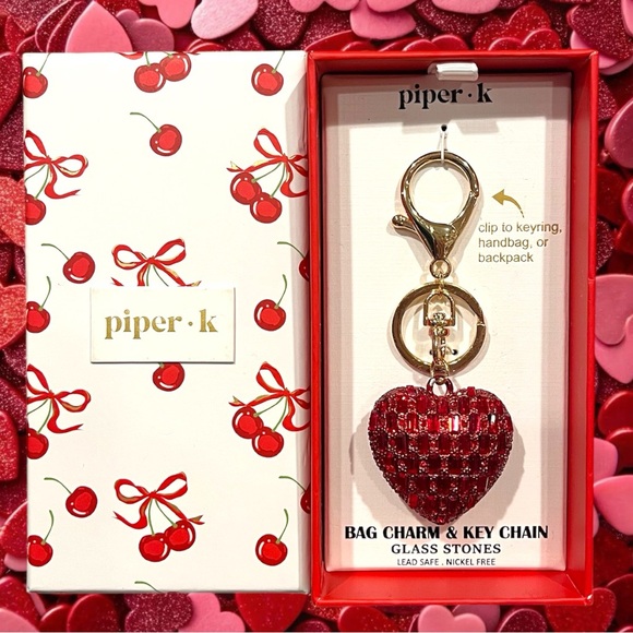 Piper K Accessories - Piper K Red Heart Beaded Bag Charm Keychain NIB / NWT